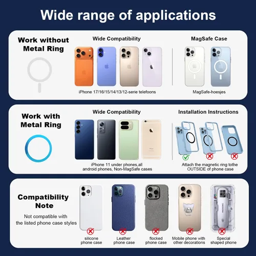 Miniatura 6 de Soporte magnético negro para teléfono para automóvil, succión al vacío e imán de 3000 gf, soporte de tablero ajustable de 360°, compatible