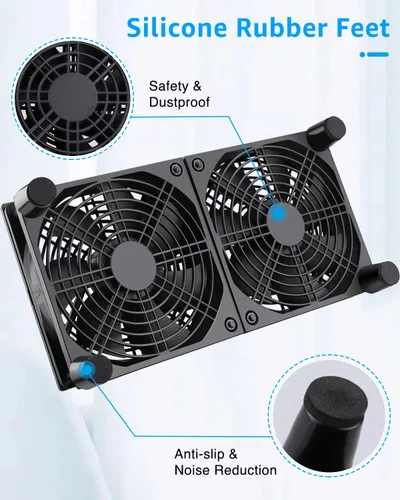 Miniatura 7 de GDSTIME Enfriador de ventilador silencioso con control de 3 velocidades, L/M/H, CC 5 V alimentado por USB dual 4.724 in ventilador de caja