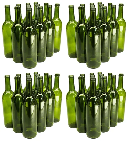 Miniatura 2 de North Mountain Supply Botella de vino Burdeos de vidrio de 25.4 fl oz con acabado de corcho de fondo plano, 48 botellas (4 cajas de 12) – Verde