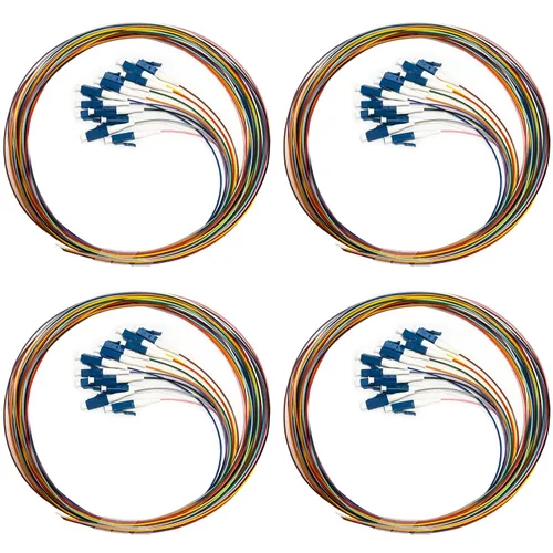 Miniatura 9 de 6 hilos multimodo OM1 62.5/125 ST-UPC fibra coleta, ST OM1 fibra óptica coleta, incluye 6 mangas de protección de fibra óptica de empalme de fusión