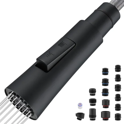 Miniatura 11 de J-HVA Repuesto de cabezal de grifo de cocina de metal, cabezal rociador desplegable con 15 adaptadores, 2 modos de repuesto de cabezal de rociador