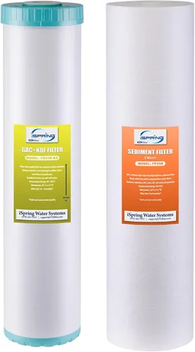 Miniatura 9 de iSpring F2WGB22BM 4.5” x 20” Juego de filtro de agua para toda la casa de 2 etapas, paquete de repuesto con bloque de carbono CTO y cartuchos