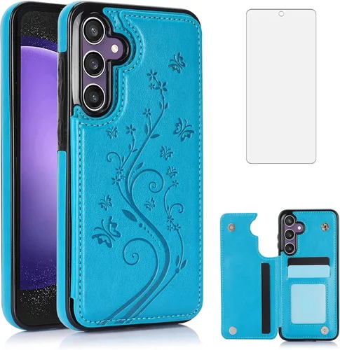 Miniatura 13 de Asuwish Funda de teléfono para Samsung Galaxy S23 FE 5G con protector de pantalla de vidrio templado y tarjetero con soporte para tarjetero, soporte