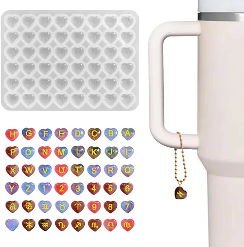 Miniatura 3 de 96 moldes de resina con agujero, moldes de resina con números del alfabeto AFUNTA de silicona, moldes de silicona con forma de corazón, moldes