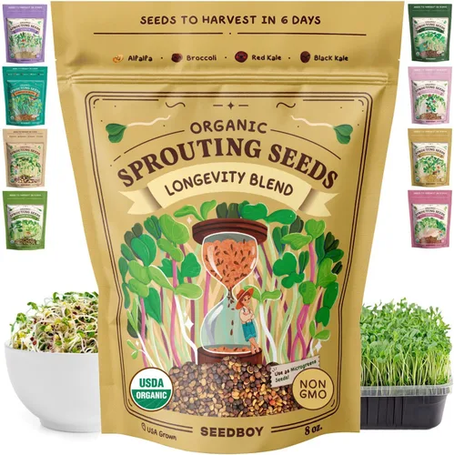 Miniatura 10 de Seedboy Semillas de alfalfa orgánicas sin GMO para germinación - Semillas para brotes de microverdes - Bolsa de 8 oz, produce 8 cuartos / 24
