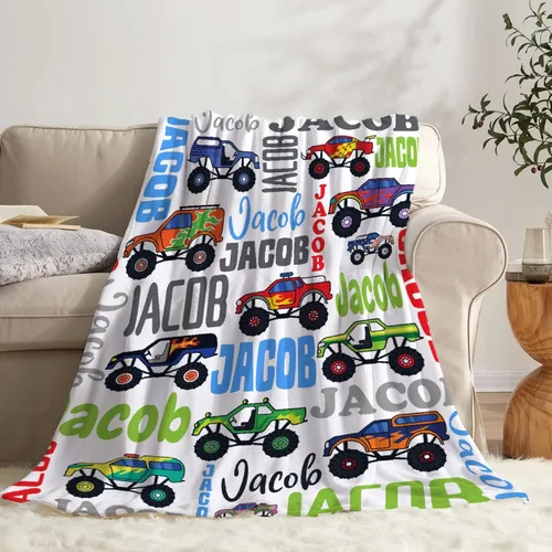 Miniatura 37 de Manta de bebé con texto en inglés «Just A Boy Who Loves Trucks» para niños y niñas, manta súper suave para envolver al recién nacido, acogedora