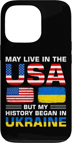 Miniatura 10 de Funda para iPhone 13 Pro Max con la bandera de Ucrania y la bandera de Estados Unidos con raíces ucranianas
