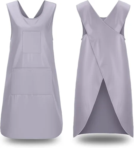 Miniatura 8 de Delantal de cocina con espalda cruzada para mujer, delantal de poliéster japonés con 3 bolsillos para hornear cocinar parrilla, delantales unisex