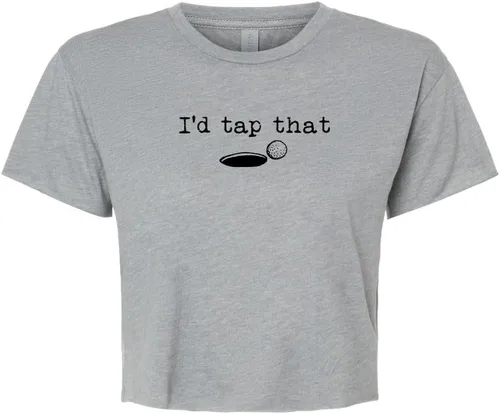 Cute Women's Screen Printed Crop Tee, Shirts With Sayings, Heather Gray or Gold