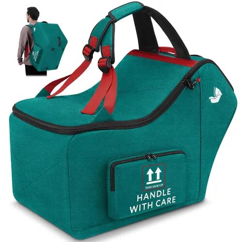 Miniatura 11 de RAINSMORE Bolsa de viaje para asiento de automóvil infantil para avión, compatible con todos los asientos de automóvil Nuna Pipa y base Chicco Gris