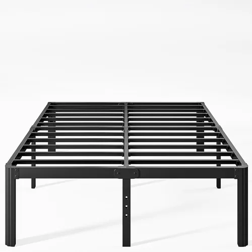Marco de cama King de metal de 16 pulgadas de alto, no necesita somier, plataforma de marco de cama de tamaño King resistente, sin ruido, fácil