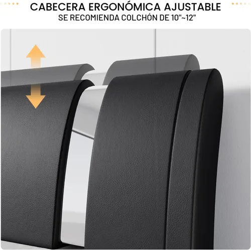 Miniatura 4 de SHA CERLIN Marco de Cama Queen Moderno de Cuero Sintético con Cabecera Ajustable y Detalles de Hierro, Cama Plataforma Tapizada de Lujo con Soporte