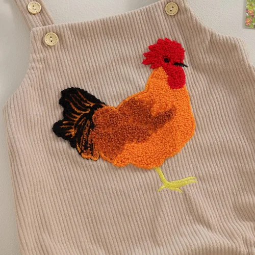 Miniatura 4 de Tsnbre Traje de verano para recién nacido, mameluco de pana, pollo, 0, 3, 6, 9, 12 meses