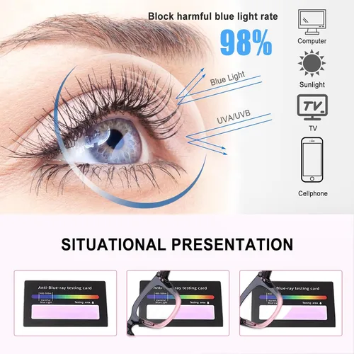 Miniatura 5 de Lentes de lectura para mujeres, paquete de 6, lentes de moda de ojo de gato con bloqueo de luz azul, lectores de computadora antirreflejos, lentes UV