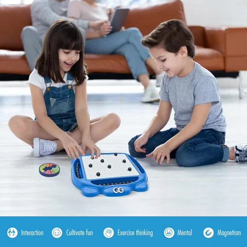 Miniatura 4 de Juego de ajedrez magnético, juego de mesa magnético con tablero y 40 piedras, innovador juego de rompecabezas de estrategia magnética para niños
