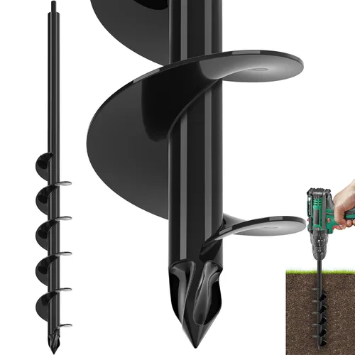 Miniatura 12 de Broca de taladro de jardín para plantar 1.6 x 32 pulgadas, broca negra para excavadora de agujeros, taladro de suelo para plantar bulbos, flores