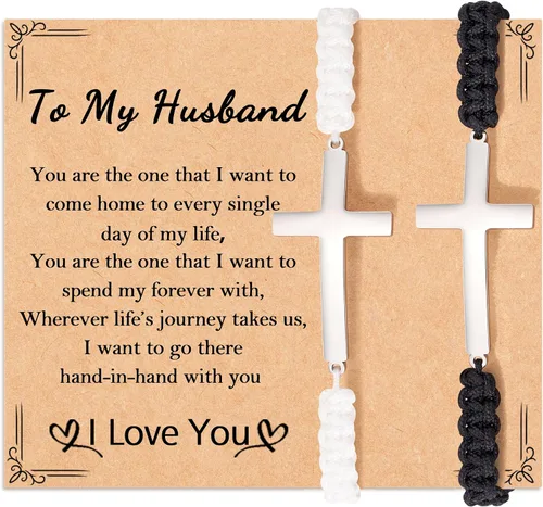 Miniatura 8 de Tarsus Pulseras cruzadas a juego para parejas, novio, marido, novia, esposa, hombres, mujeres, adultos, Pascua, Navidad, día de San Valentín