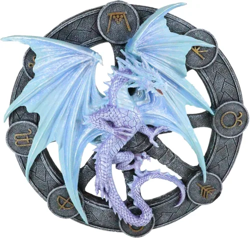 Miniatura 14 de Ebros Gift Wicca Neo Paganism Sabbats Rueda del Año Fantasía Dragón con Símbolos Sagrados Decoración de Pared Escultura por Anne Stokes Dragons
