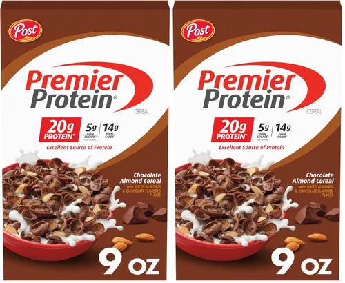 Miniatura 16 de Post Premier Protein Cereal de almendras de chocolate, cereal de desayuno rico en proteínas o aperitivo hecho con almendras reales, 30 onzas – 1