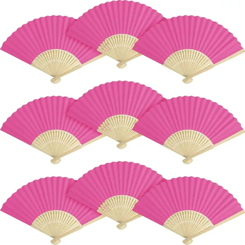 Miniatura 14 de 50 paquetes de abanicos de papel blanco ventilador de mano de bambú plegable ventilador de mano ventilador de papel plegable ventilador de papel