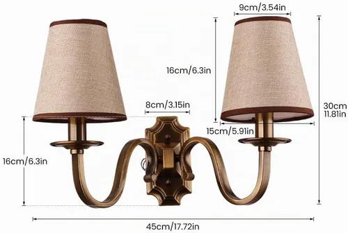 Miniatura 6 de Aiwen Vintage moderno aplique de pared lámpara de pared lámpara de pared de latón macizo accesorio 2 luces