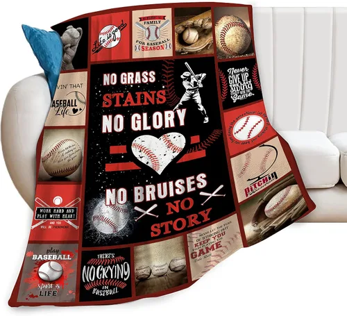 Manta de Béisbol Regalo de Béisbol para Niños Suave Cálida Decoración de Béisbol Deportiva Manta de Sofá de Vellón Polar Felpa Esponjosa Ligera
