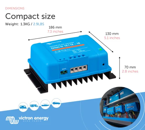 Miniatura 3 de Victron Energy Orion-Tr Convertidor de CC a CC - 12/12-Voltios 18 Amperios 220-Vatios - Protección IP43 - para Sistemas de Batería Dual - Aislado