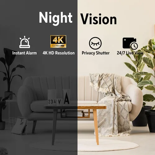 Miniatura 5 de Cámara oculta con reloj despertador y Bluetooth, cámara interior inalámbrica Ultra 4K HD para seguridad del hogar, mini cámara WiFi para niñera