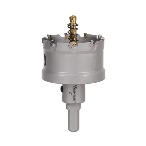 Miniatura 34 de Sierra perforadora de carburo de 1-1/2 pulgadas (1.496 in) para metal duro, cortador de agujeros con punta de carburo de tungsteno con broca piloto
