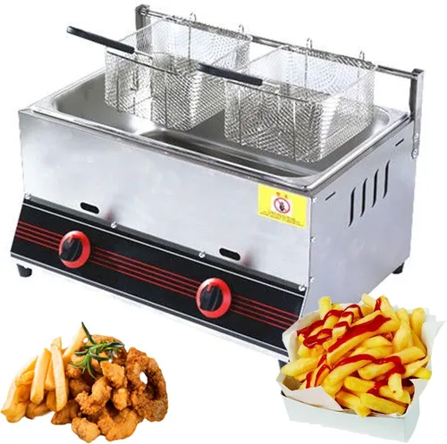 Miniatura 9 de Freidora de gas profundo de acero inoxidable, cesta de tanque de mesa, freidora de propano LPG de acero inoxidable, control de temperatura