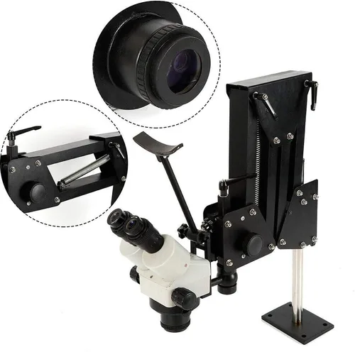 Miniatura 9 de Microscopio multidireccional con incrustaciones de espejo con soporte de resorte, microscopio de ajuste Herramienta de joyería de 3.031 in Zoom
