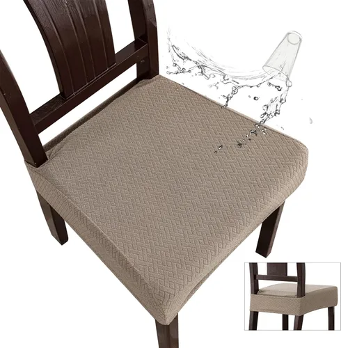 Genina Fundas de asiento impermeables para sillas de comedor, fundas impermeables para sillas de comedor (4 piezas cubiertas en la parte trasera,