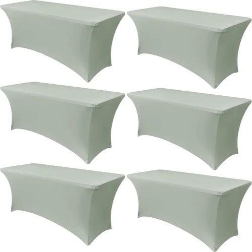 Miniatura 26 de Obstal Paquete de 6 Fundas de Mesa Elásticas de Spandex para Mesas de 6 Pies - Mantel Rectangular Universal Ajustado de 6 Pies Protector para Bodas