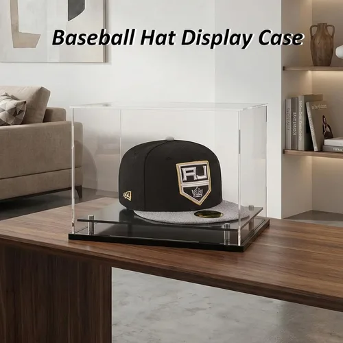 Miniatura 3 de WANLIAN Vitrina transparente para sombreros, soporte de acrílico para gorra de béisbol con elevadores de acero inoxidable, perfecto para gorras