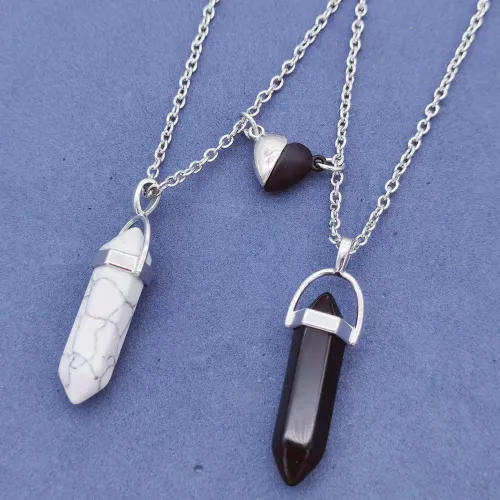 Miniatura 10 de Collar magnético de corazón dividido a juego para parejas, colgante de atracción mutua de cristal, regalo de joyería de amistad para mejores amigos