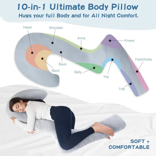 Miniatura 2 de SAHEYER Almohada corporal para dormir de lado, almohada de espuma viscoelástica de 68 pulgadas de largo con funda, almohada de cuerpo completo