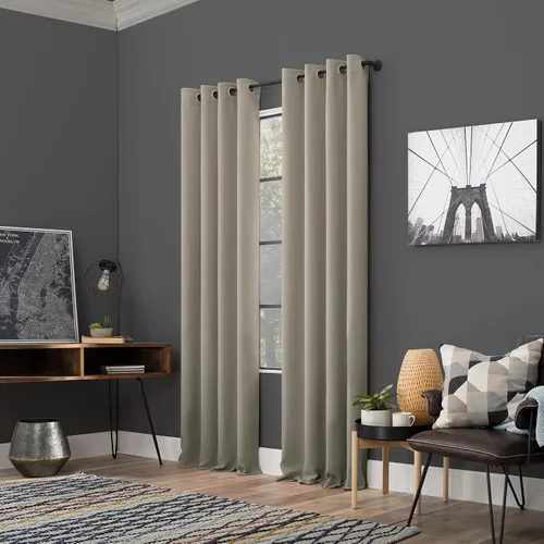 Miniatura 5 de Sun Zero Soho - Juego de 2 paneles de cortinas opacas de eficiencia energética con ojales, 54 x 84 pulgadas, color piedra Beige piedra