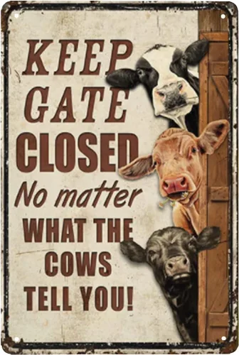 Miniatura 5 de Letrero de metal con texto en inglés "Keep Gate Closed" de Alpaca Farm Keep Gate Closed, divertido letrero de precaución de metal para valla de A2