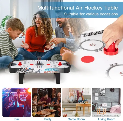 Miniatura 6 de GYMAX Mesa de Hockey de Aire, Mesa de Hockey de Aire de Sobremesa de 42" con 2 Discos, 2 Paletas, Marcador LED, Mini Mesa de Arcade de Hockey
