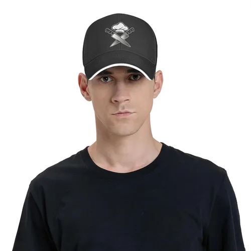 Miniatura 6 de NVJUI JUFOPL Gorro de chef con diseño de calavera para hombre, con cuchillos divertidos