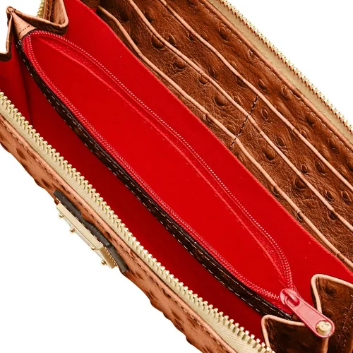 Miniatura 3 de Dooney Bourke Ostrich - Cartera grande con cremallera alrededor de la muñeca