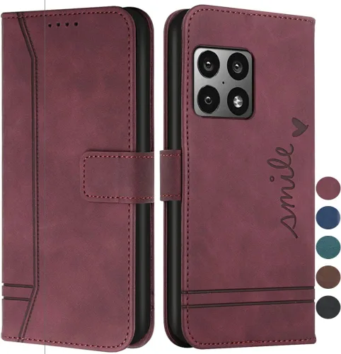 Miniatura 8 de Funda tipo cartera para OnePlus 10 Pro, OnePlus 10 Pro con tarjetero de cuero con función atril, protección completa magnética compatible