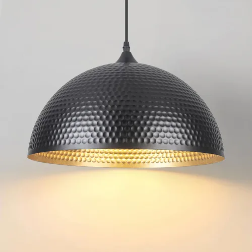 Miniatura 23 de Paquete de 2 luces colgantes doradas para isla de cocina, lámpara colgante de cúpula martillada de 12 pulgadas, luces colgantes de cocina de granja