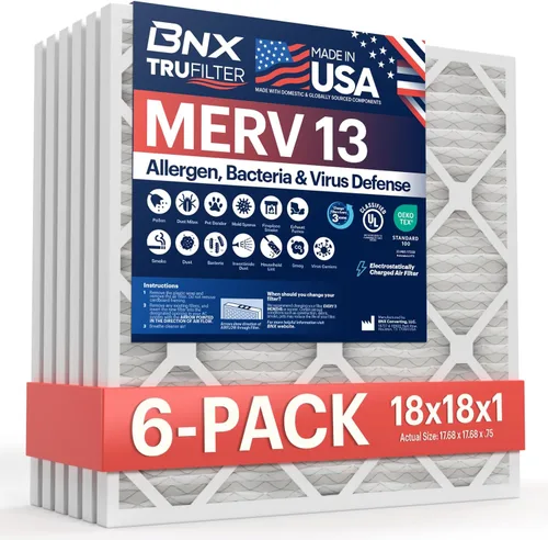 Miniatura 65 de BNX TruFilter - Filtro de aire 10 x 10 x 1 MERV 13, electrostático plisado, para aire acondicionado, HVAC y hornos, para alergias, polen, moho
