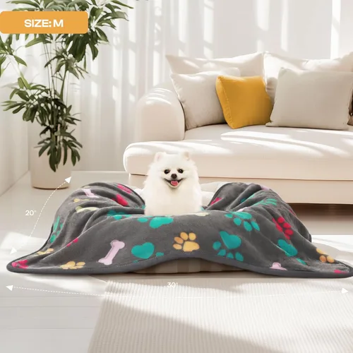 Miniatura 6 de Luciphia 1 paquete de 3 mantas esponjosas de vellón de alta calidad para mascotas, manta de franela con estampado de patas para perro y gato