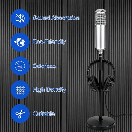 Miniatura 4 de Acoustic Panels Pack of 4, Sound Proof Foam Panels for Walls, Noise Sound Dampening Foam with Media Room Home Office Recording Room, Black, 48 x 24