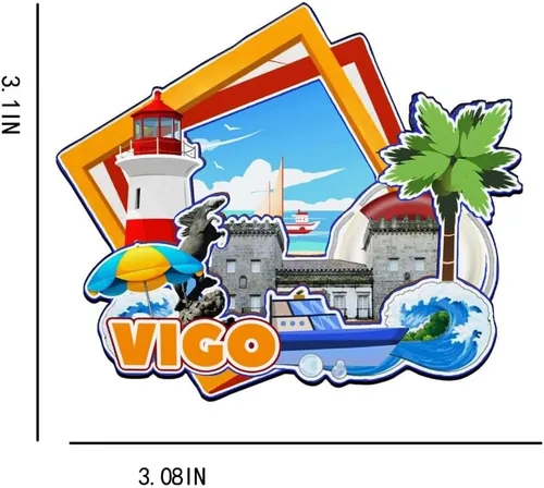 Miniatura 3 de Vigo Galicia España imán de nevera de madera 3D monumentos de viaje coleccionables recuerdos decoración hecha a mano -3771