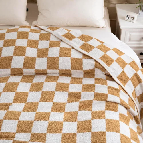 Miniatura 3 de YIRUIO Manta Throw a Cuadros Tablero de Ajedrez Esponjosa Peluda Cálida Cómoda Reversible Súper Suave Acogedora para Decoración del Hogar Cama Sofá