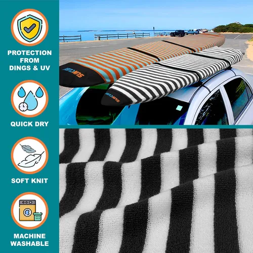 Miniatura 3 de SUN CUBE Funda para calcetín para tabla de surf, bolsa protectora para tabla de surf, ligera, elástica, para longboard, híbrido, tabla corta