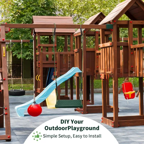 Miniatura 2 de Asiento de columpio resistente, juego de columpio antideslizante para árbol con cuerda ajustable, juego de columpios para patio de recreo